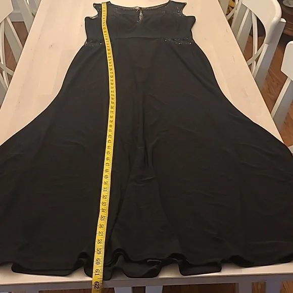 90s EUC Fiesta Fashionista Black Maxi Gown with Sheer/Beaded Details - Picture 7 of 13